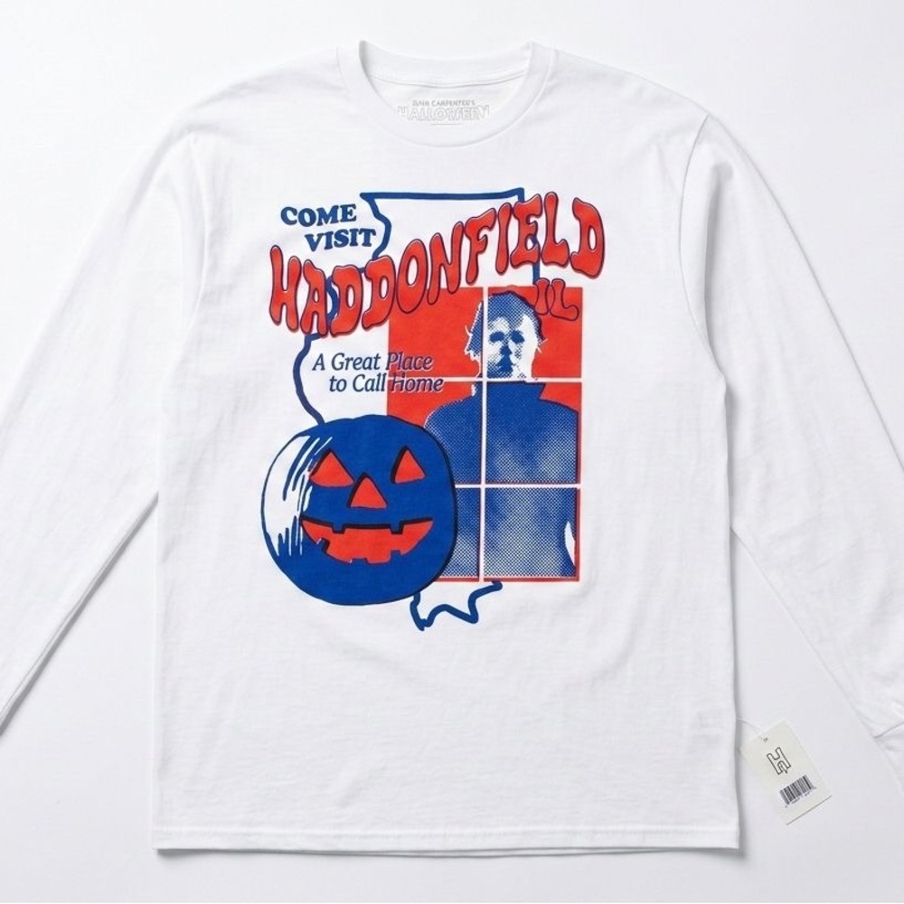 White Haddonfield Graphic Long Sleeve Shirt-L